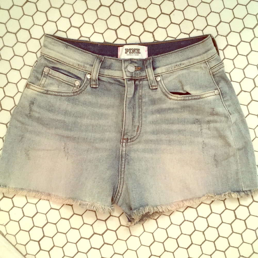 High waisted PINK shorts.